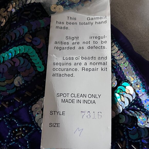 New Vtg Holiday Evening Cocktail Jacket M Retro Sequin Beaded - Picture 9 of 12